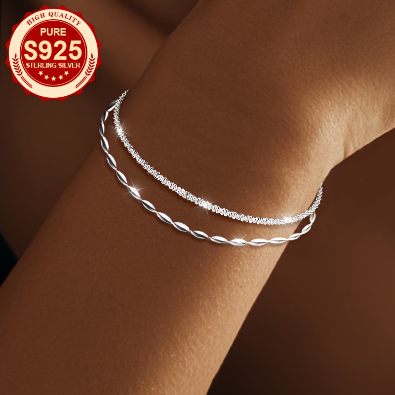 S925 Silver and Olive Bracelet Blingbling for Women